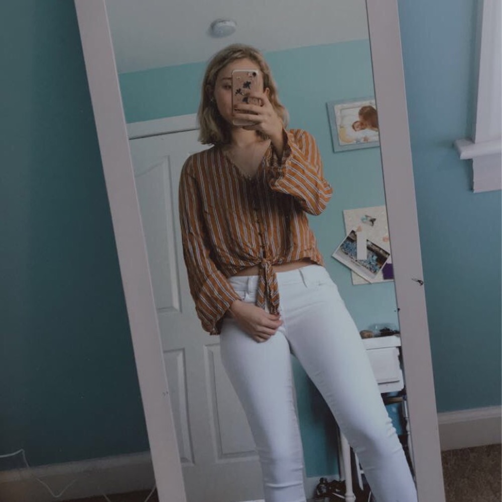 Striped yellow and blue shirt